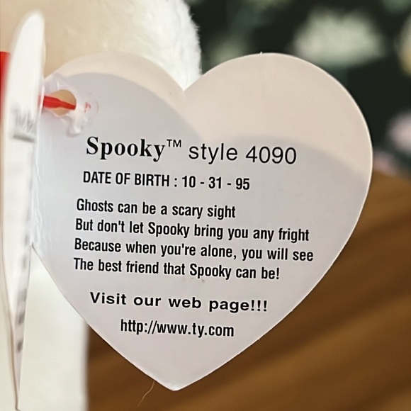 VINTAGE TY SPOOKY the ghost original Beanie Baby WITH TAG 1995 Style 4090 plush - Picture 5 of 11